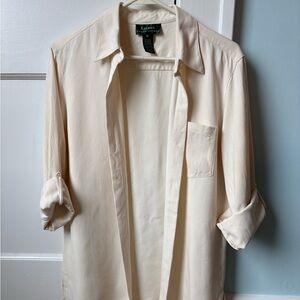 Lauren Ralph Lauren Green Tag 100% Silk Button-Down Shirt Business Casual